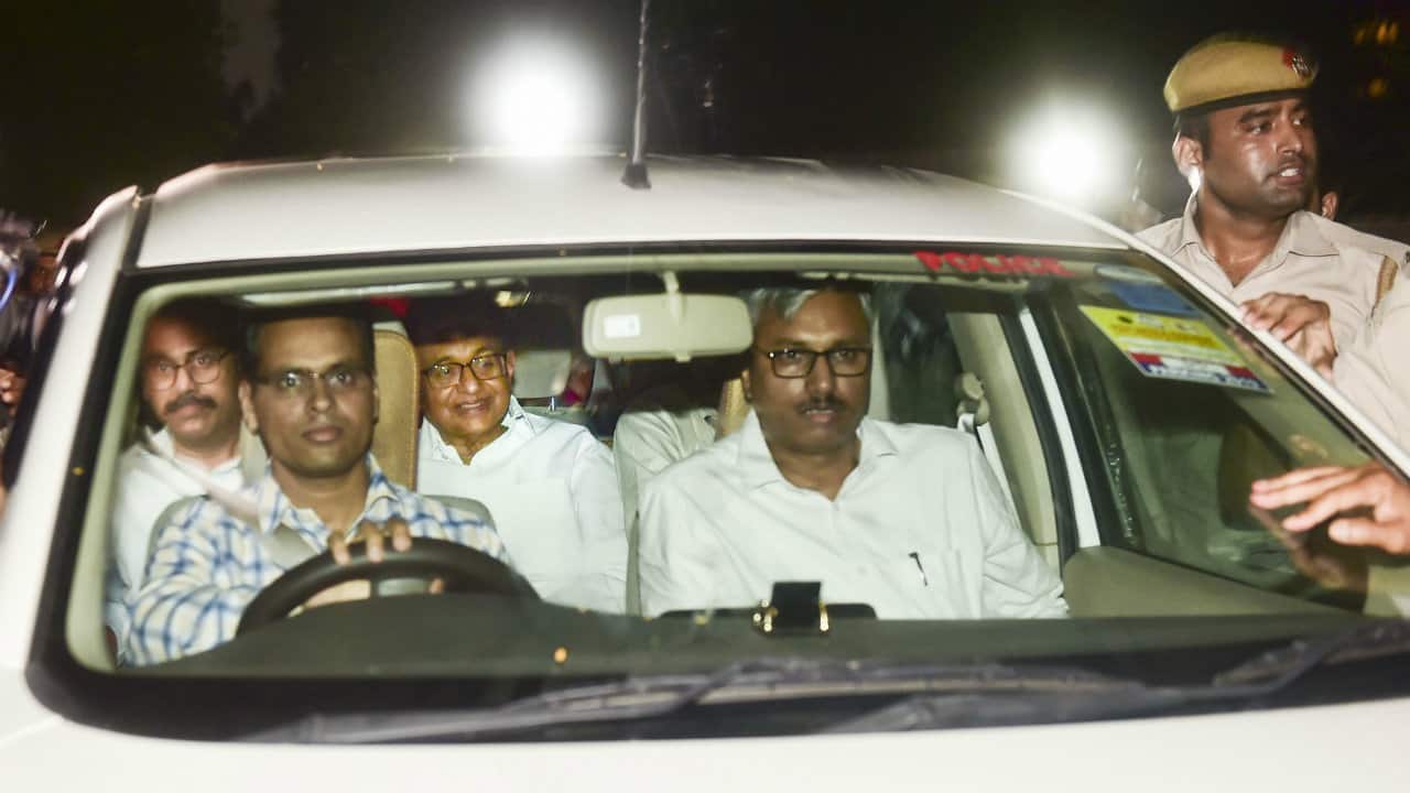 File Pic: Central Bureau of Investigation (CBI) officials arrest Congress leader P Chidambaram from his Jor Bagh residence in New Delhi on Aug 21, 2019. (Image: PTI)