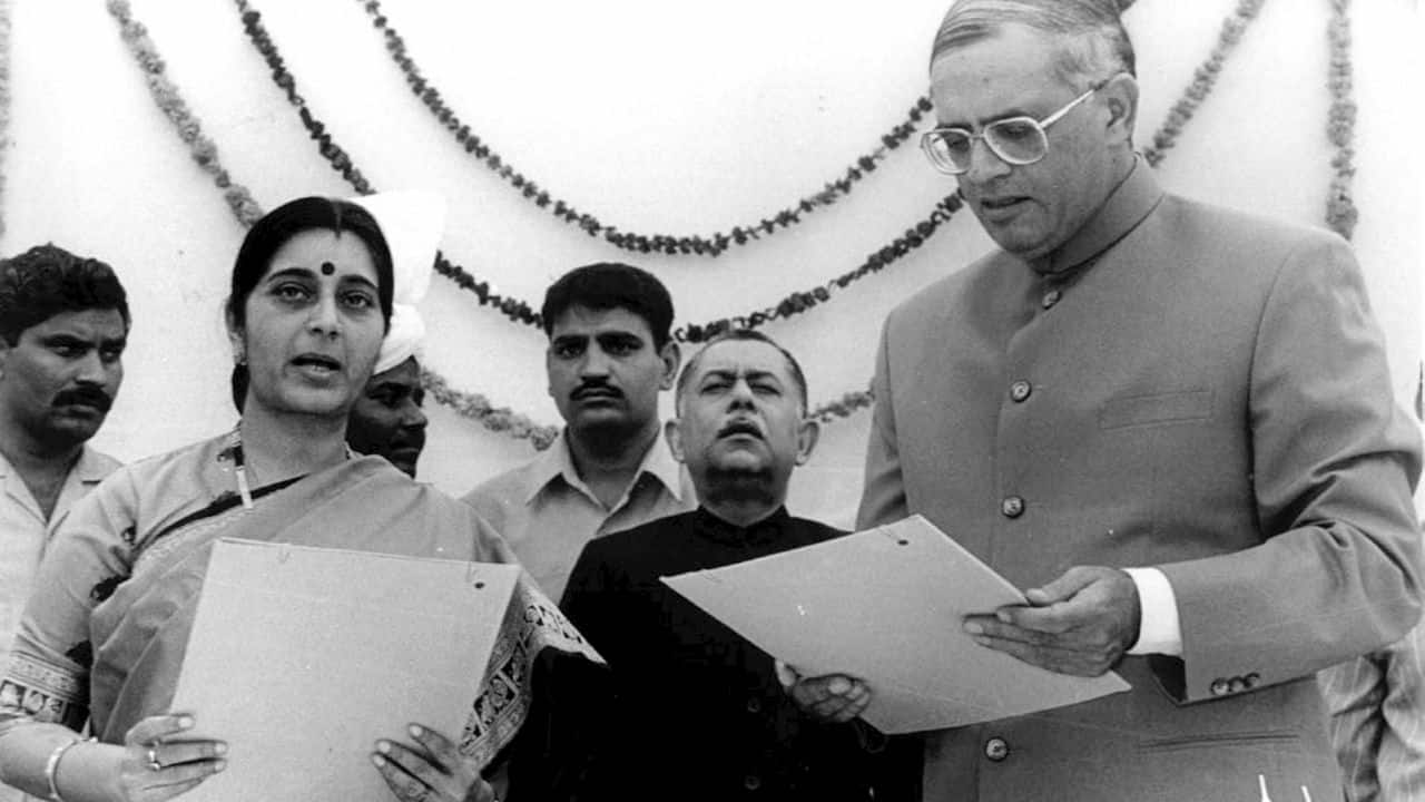 Sushma Swaraj had a stellar political career which included many firsts: She was the first woman Chief Minister of Delhi, first woman spokesperson of a national party, first woman BJP Leader of Opposition in Parliament, first woman BJP Union Cabinet minister, first woman BJP General Secretary and the first full-time woman Minister of External Affairs. (Image: PTI)