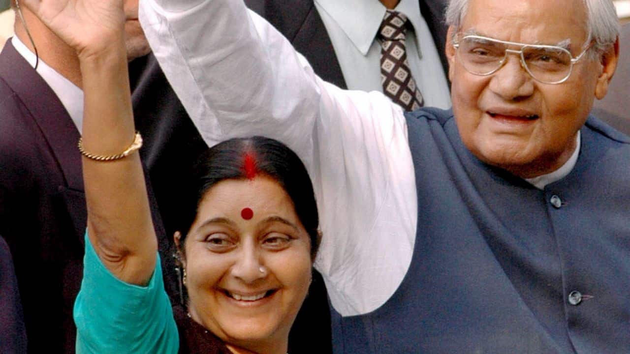 Swaraj was the Information and Broadcasting Minister in the 13-day Atal Bihari Vajpayee government in 1996 and got the Cabinet portfolio again when BJP returned to power in 1998. In her stint, she declared film production as an industry, which made the Indian film industry eligible for bank finance. (Image: PTI)