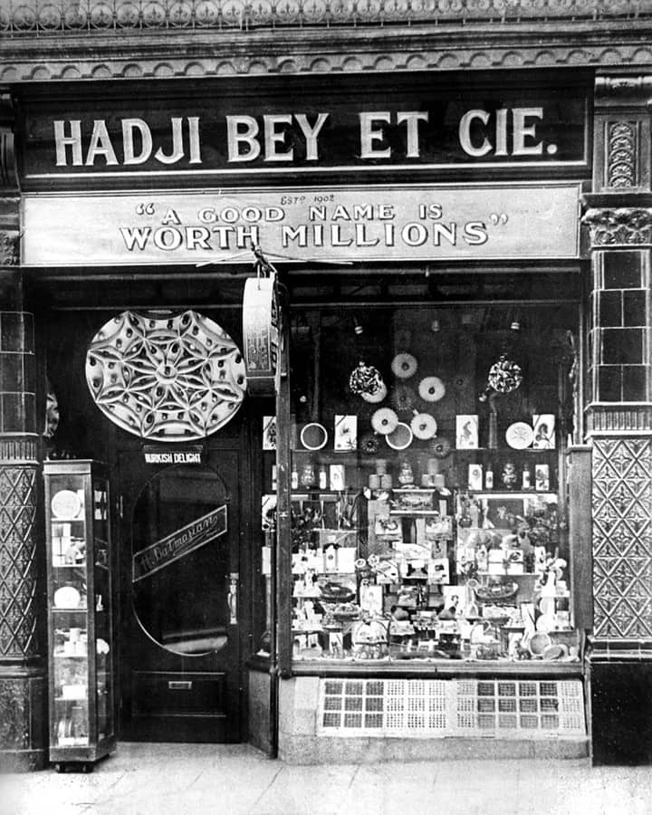 Answer: Hadji Bey. It is a Turkish delight confectionery which was originally produced in Cork. His shop facade on McCurtin Street read: Hadji Bey et Cie which gave the premises an exotic, international, quasi-French atmosphere. (Picture No 13A)