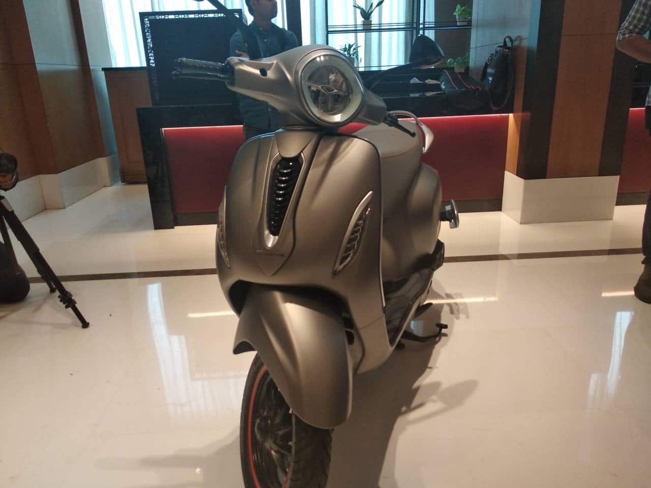 Bajaj has gone for a steel body for the Chetak rather than a plastic body used by many of its competitors. This has pushed up the overall weight of the vehicle but the metal has given it sturdiness on the road (Image: Moneycontrol)