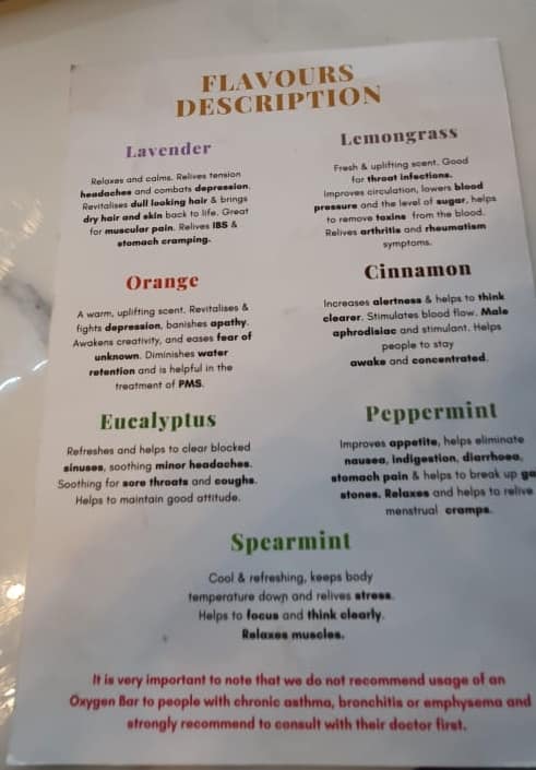 Flavours Menu