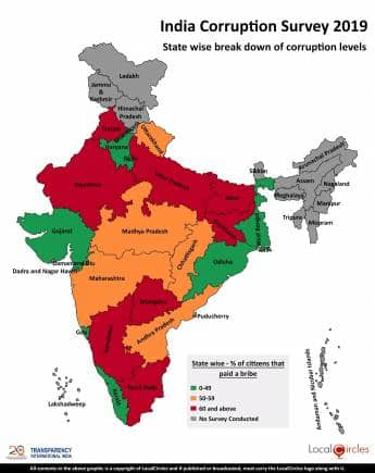 One In Two Indians Paid A Bribe To Govt Officials In 2019 Cash Most   India Corruption Survey State Wise Data 345x435 