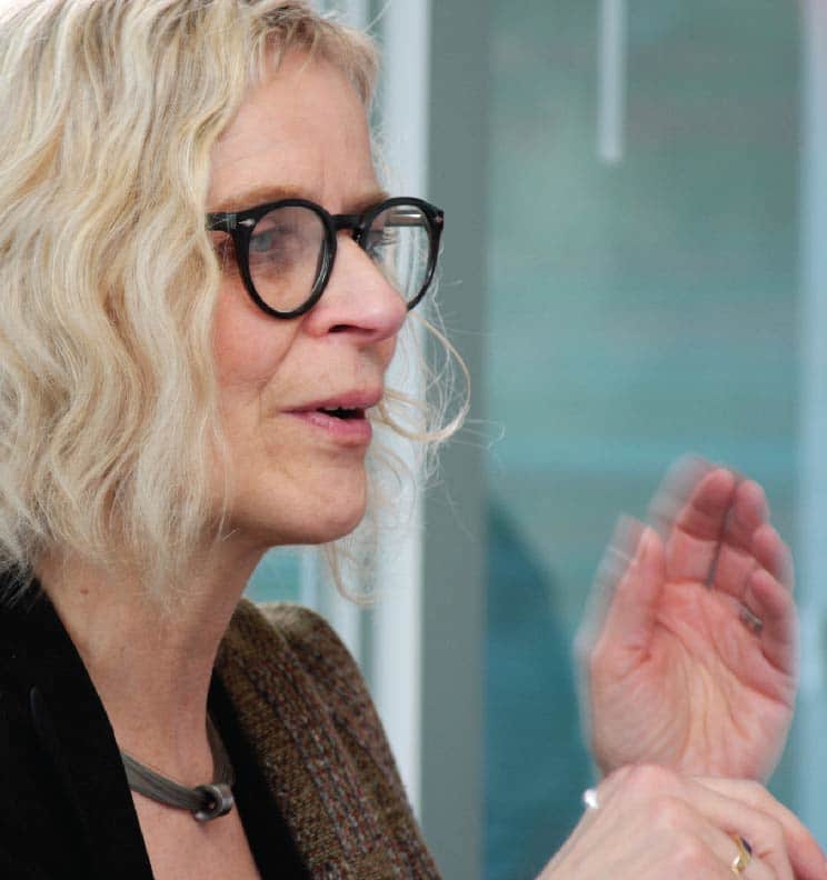 Q16. She is Karin Hibma, a pioneer in design thinking. What two items of daily use did she name? (Image :Cronan.com)