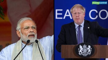 Indian Prime Minister Narendra Modi (left) and UK Prime Minister Borris Johnson (right).