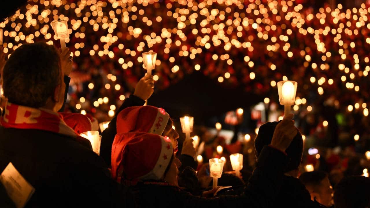 Fans of Bundesliga soccer club 1.FC Union Berlin sing Christmas carols at Stadion An der Alten Forsterei stadium in Berlin, Germany (Image: Reuters)