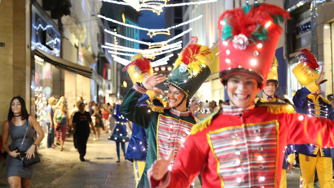 Christmas revellers take part in an illuminated parade in Sao Paulo, Brazil (Image: Reuters)