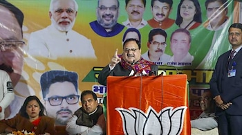 BJP National President JP Nadda addresses a public meeting near Patel Nagar in New Delhi-Jan 26, 2020 (PTI)