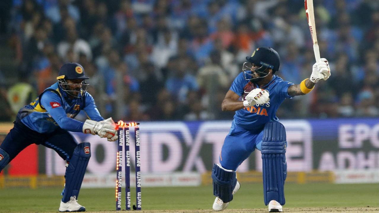 Sanju Samson got off the mark with a six but was trapped LBW off the very next delivery in the 11th over by Wanindu Hasaranga. Rahul also completed his half-century in quick time and similar to his opening partner, departed soon after getting stumped in the 13th over against Lakshan Sandakan. The bowler also got rid of Iyer in the same over, right after the Indian batsman got off the mark with a boundary. (Image: AP) Sanju Samson got off the mark with a six but was trapped LBW off the very next delivery in the 11th over by Wanindu Hasaranga. Rahul also completed his half-century in quick time and similar to his opening partner, departed soon after getting stumped in the 13th over against Lakshan Sandakan. The bowler also got rid of Iyer in the same over, right after the Indian batsman got off the mark with a boundary. (Image: AP)