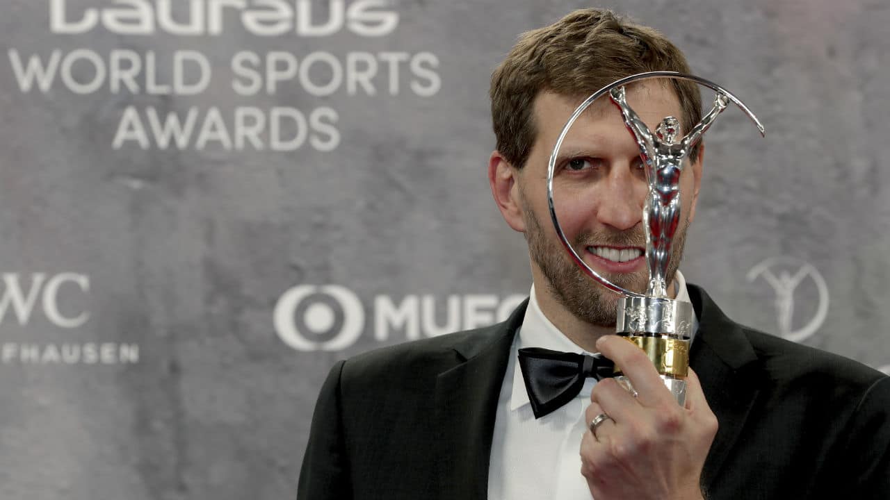 Lifetime Achievement Award | Dirk Nowitzki | One of the biggest honours of the night went to German basketball legend Dirk Nowitzki. Widely regarded to be the greatest European basketball player ever, Nowitzki spent his entire 21-year career at the Dallas Mavericks. He retired at the end of the 2018-19 season, and will go down in history as the only player to record at least 31,000 points, 10,000 rebounds, 3,000 assists, 1,000 steals, 1,000 blocks and 1,000 three-pointers. (Image: AP)