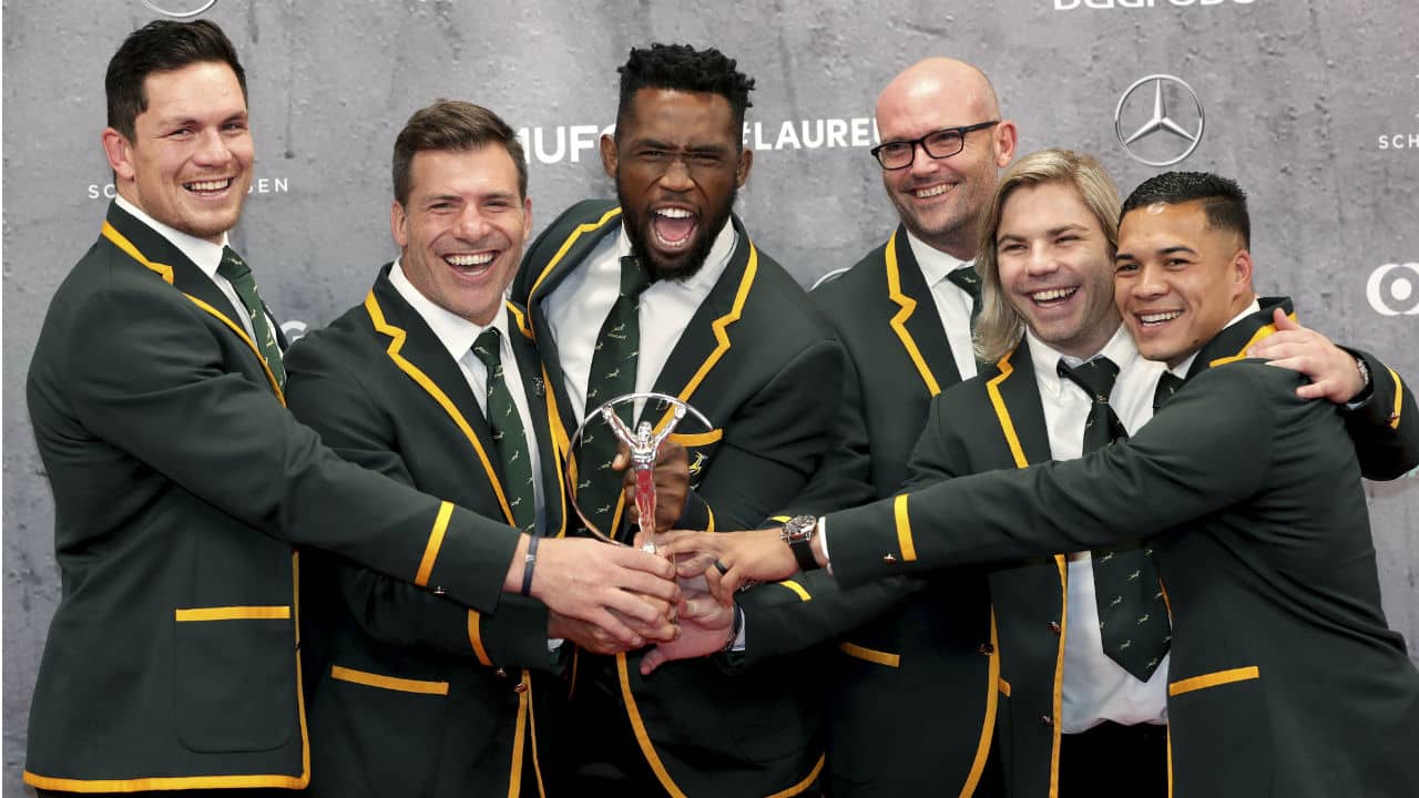 Team of the Year | South Africa Men's Rugby Team | The Springboks were able to see off competition from Jurgen Klopp’s UEFA Champions League winners Liverpool. South Africa lifted the Rugby World Cup in Japan in November 2019, winning the trophy for a record-equalling third time. (Image: AP)