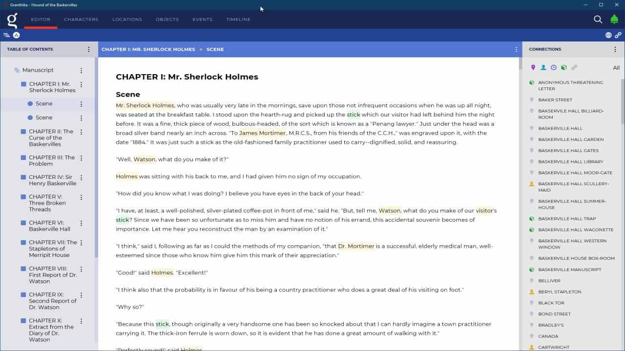 Granthika, a super-app for writers combining writing tools from word processing to editor to timeline-maker to database, was released in November last year