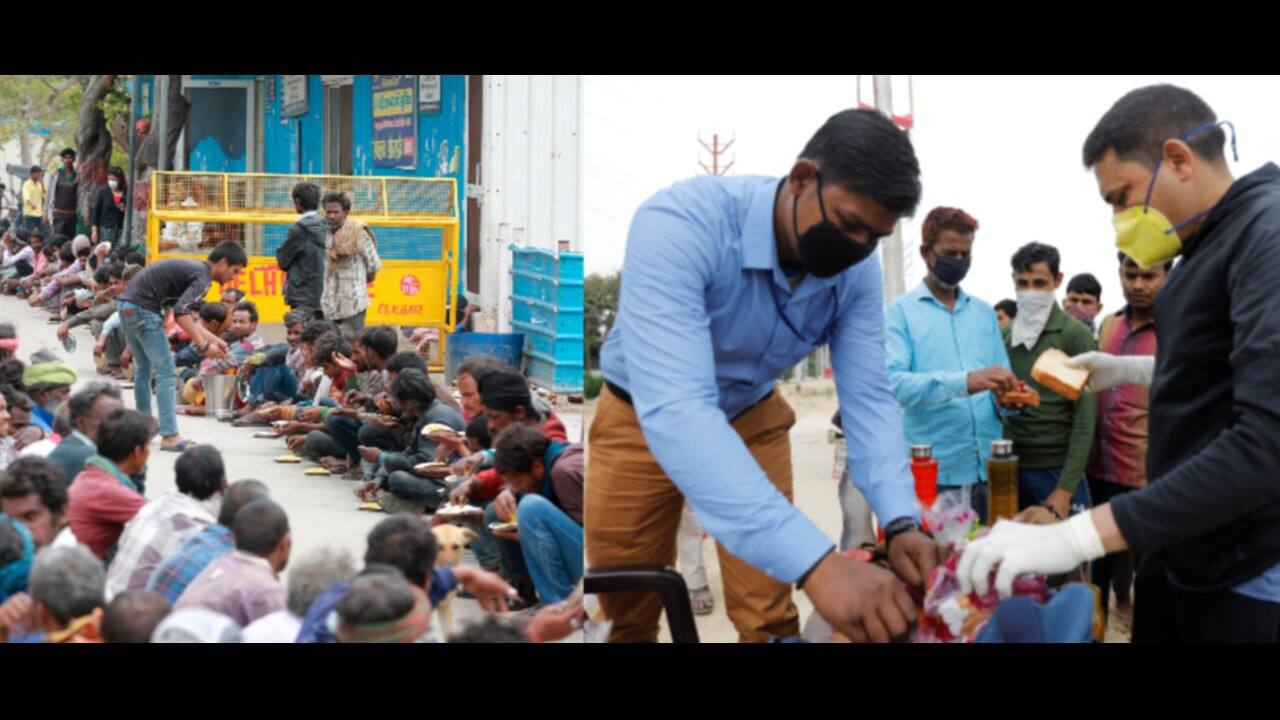 On their way back home local residents and government help groups are offering food to homeless and impoverished Indians, after India ordered a 21-day nationwide lockdown to limit the spreading of coronavirus disease. (Image: Reuters and AP)