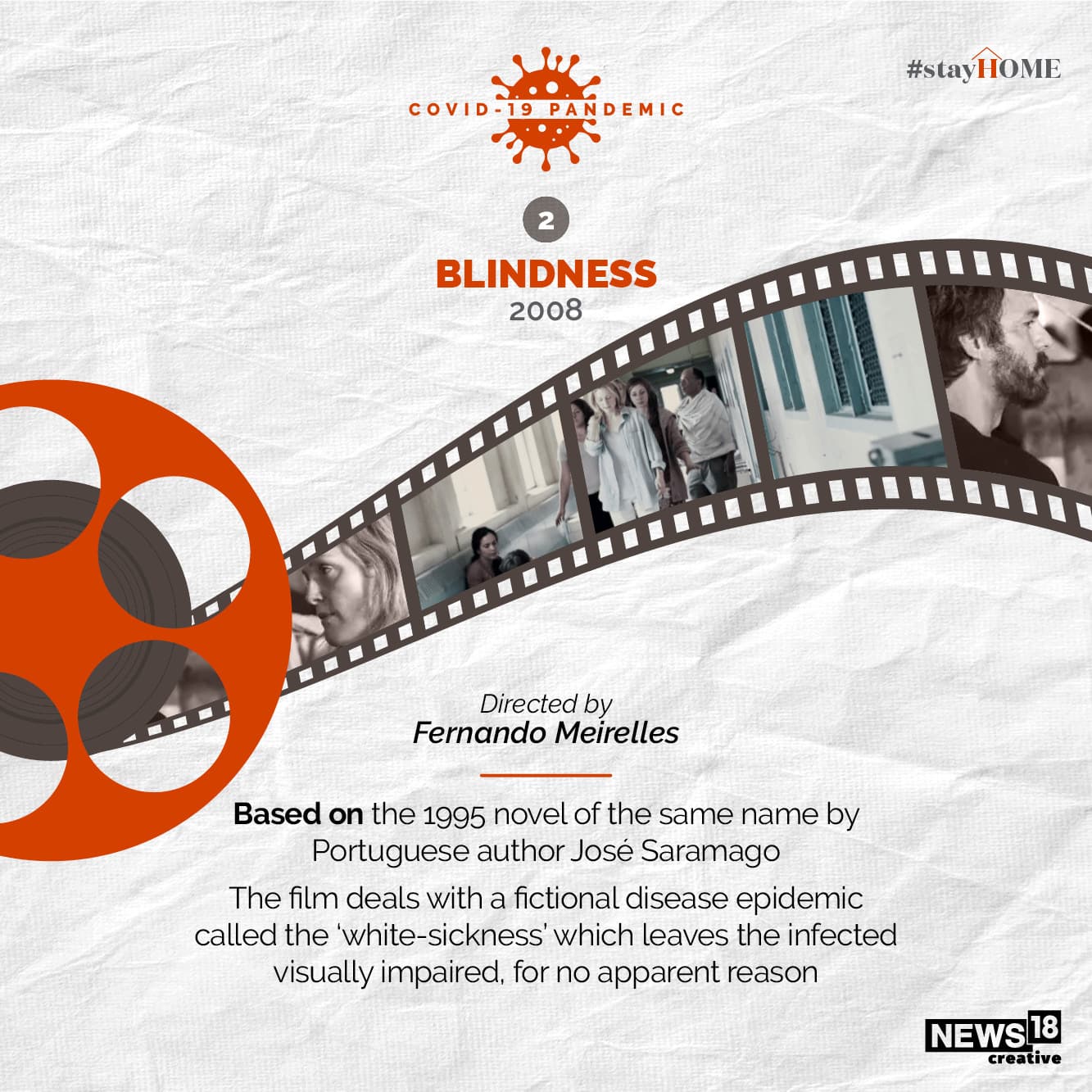 Movie | Blindness | 2008 | Based on the 1995 novel of the same name by Portuguese author Jose Saramago. (Image: News18 creative) Movie | Blindness | 2008 | Based on the 1995 novel of the same name by Portuguese author Jose Saramago. (Image: News18 creative)