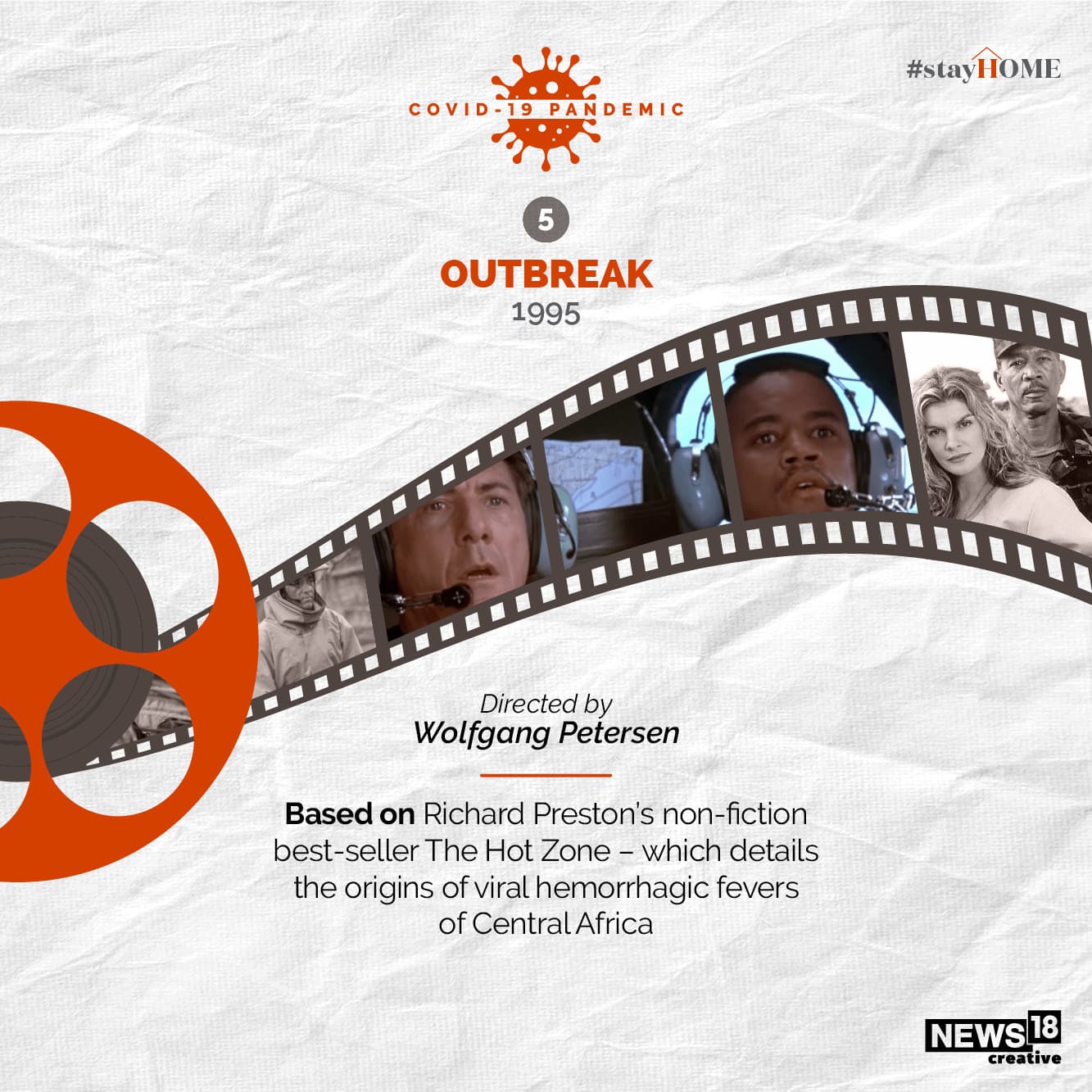 Movie | Outbreak | 1995 | Based on Richard Preston’s non-fiction best-seller The Hot Zone-which details the origins of viral hemorrhagic fevers of Central Africa. (Image: News18 creative) Movie | Outbreak | 1995 | Based on Richard Preston’s non-fiction best-seller The Hot Zone-which details the origins of viral hemorrhagic fevers of Central Africa. (Image: News18 creative)