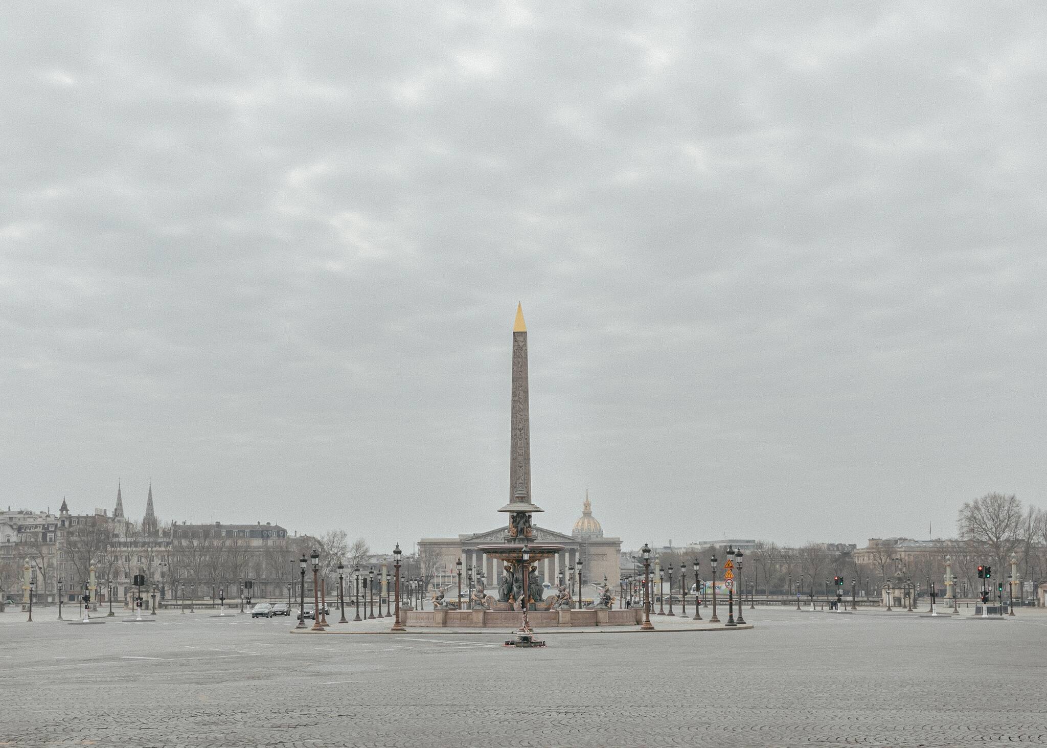 The Place de la Concorde in Paris during the morning rush hour, March 18, 2020. (Andrea Mantovani/The New York Times)