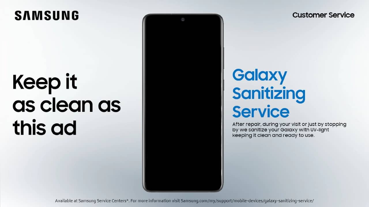 In response to the coronavirus pandemic, South Korean tech giant Samsung has announced a Galaxy Sanitizing Services for 19 countries. Any device that requires repair will be sanitized with UV light by the team at the service center. The service will be offered free and utilizes UV-C light to keep the device clean without using any chemicals. Samsung has carefully tested the service to ensure devices won’t be damaged. Samsung claims that it will only take 30 seconds to kill 99.9-percent of germs on the device, and the company is also offering the service free for non-Samsung smartphones. The service is only available in 19 countries but will be made available in other countries soon, including India. You can check the Samsung website for more details. 