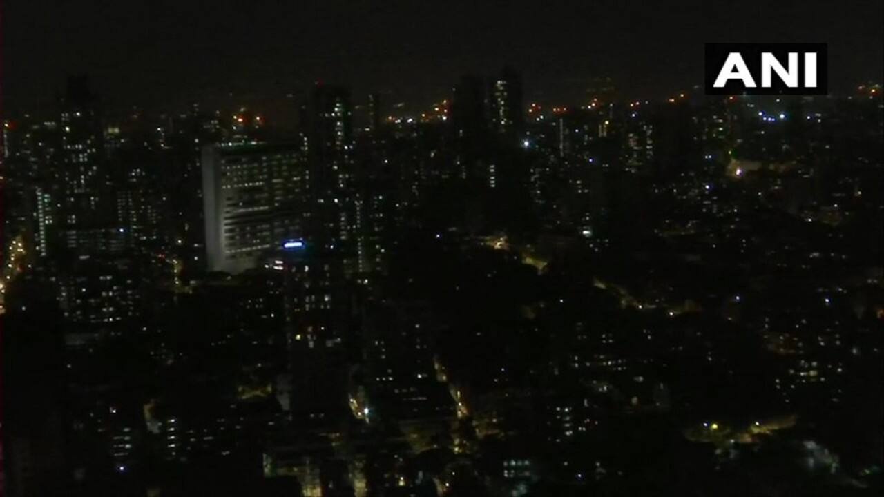 The skyline in India's financial capital Mumbai after the lights were turned off. (Image: ANI)