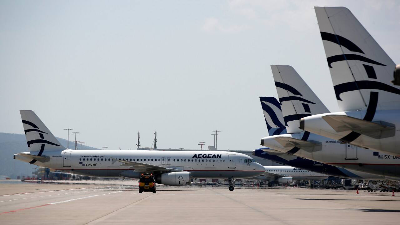 An aircraft of Aegean Airlines parked at Eleftherios Venizelos International Airport in Athens as Greek airline carrier suspended all international flights from March 26 until April 30, because of the travel restrictions imposed by the Greek government, the EU and other states amid coronavirus outbreak. (Image: AP)