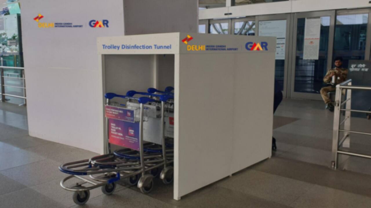The trolleys will be sanitised, and you may be required to sit and wait for your turn, instead of queuing up at the gates. (Image: Delhi International Airport Limited)