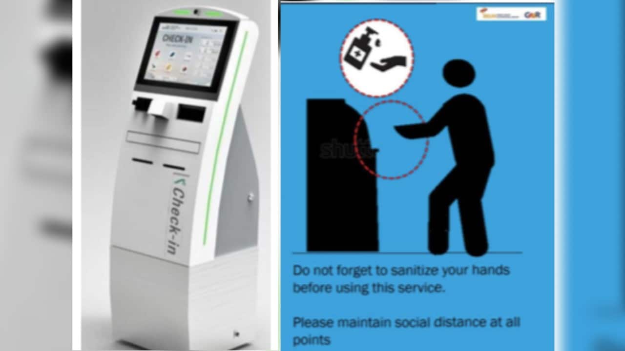 Travel light. Once inside, get your boarding ticket printed from CUSS machines. But remember to sanitise your hands before using it. The airport promises to provide sanitisers. (Image: Delhi International Airport Limited)