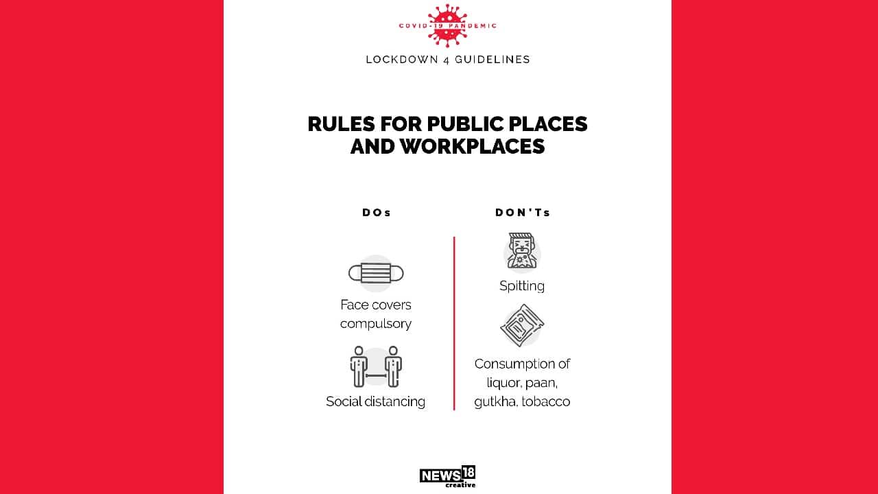 Rules for public places and workplaces. (Image: News18 Creative) Rules for public places and workplaces. (Image: News18 Creative)
