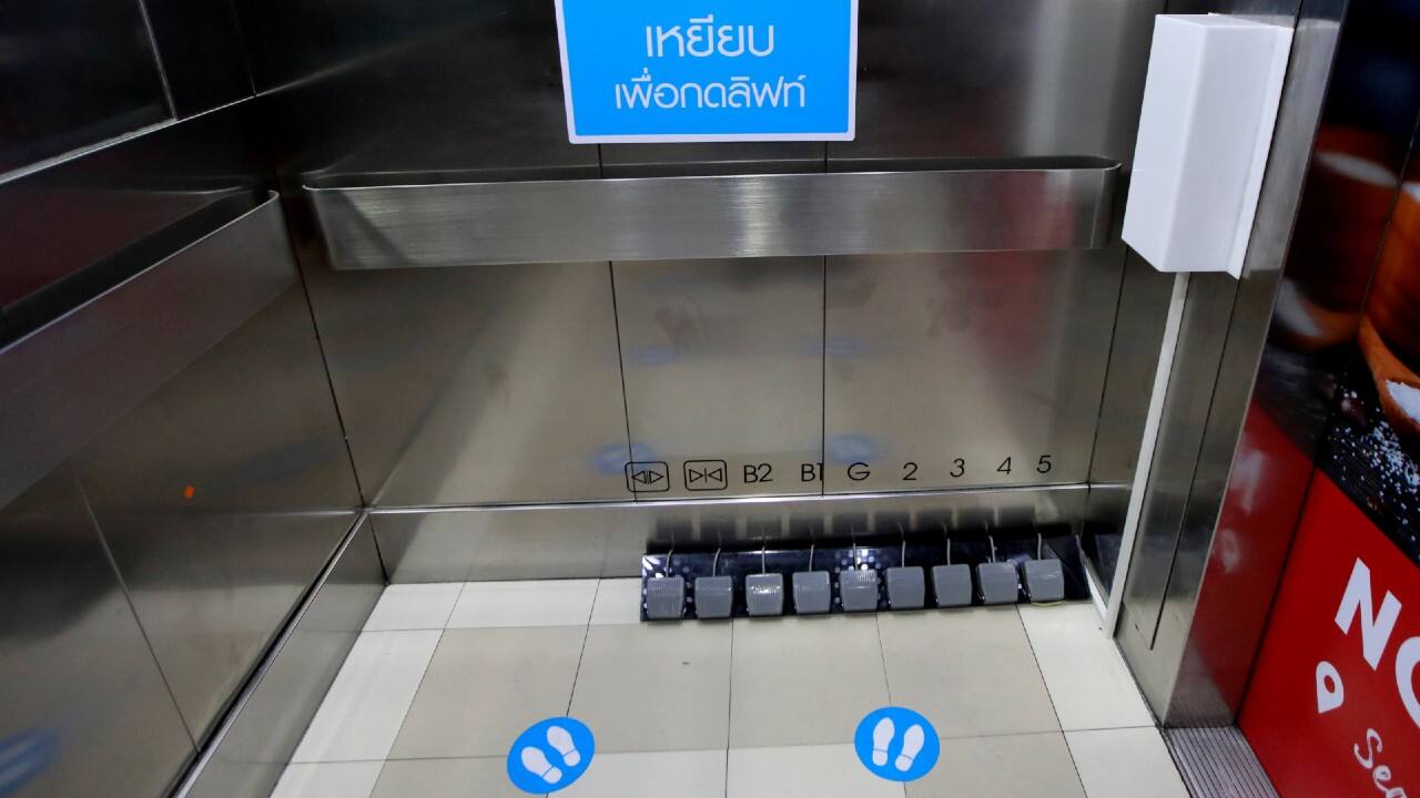 Modified lift switches are seen at a shopping mall after the Thai government eased isolation measures in Bangkok, Thailand May 20, 2020. (Image: Reuters) Modified lift switches are seen at a shopping mall after the Thai government eased isolation measures in Bangkok, Thailand May 20, 2020. (Image: Reuters)