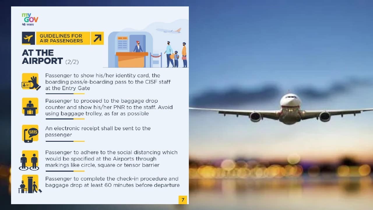 Guidelines for passengers at the airport. (Image: Government of India) Guidelines for passengers at the airport. (Image: Government of India)
