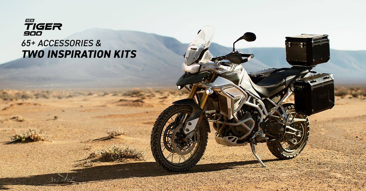 Triumph is offering over 65 accessories and two inspiration kits for the Triumph Tiger 900 series to customize your bike to your specific riding needs. 