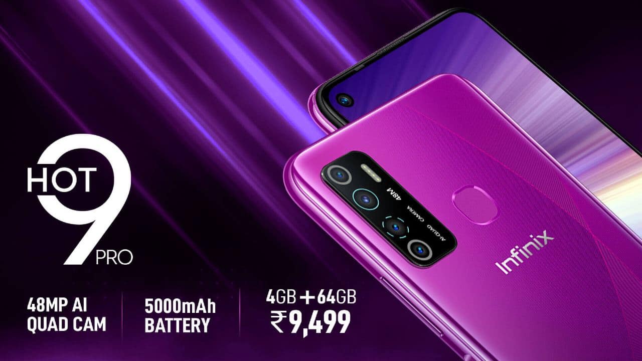 <strong>Infinix Hot 9 Pro (Rs 9,499):</strong> The Infinix Hot 9 Pro is powered by a MediaTek Helio P22 chipset, paired with 4GB + 64GB storage. It sports a 6.6-inch HD+ IPS LCD screen with a 20:9 aspect ratio and hole-punch camera cutout for the 8MP selfie camera. The handset packs a 5,000 mAh battery but charges over Micro USB as opposed to USB Type-C. The Hot 9 Pro has a fingerprint reader on the back and supports face unlock. The Hot 9 Pro has a 48MP + 2MP macro + 2MP depth + a low light sensor on the back. It runs on Android 10-based XOS 6.0.