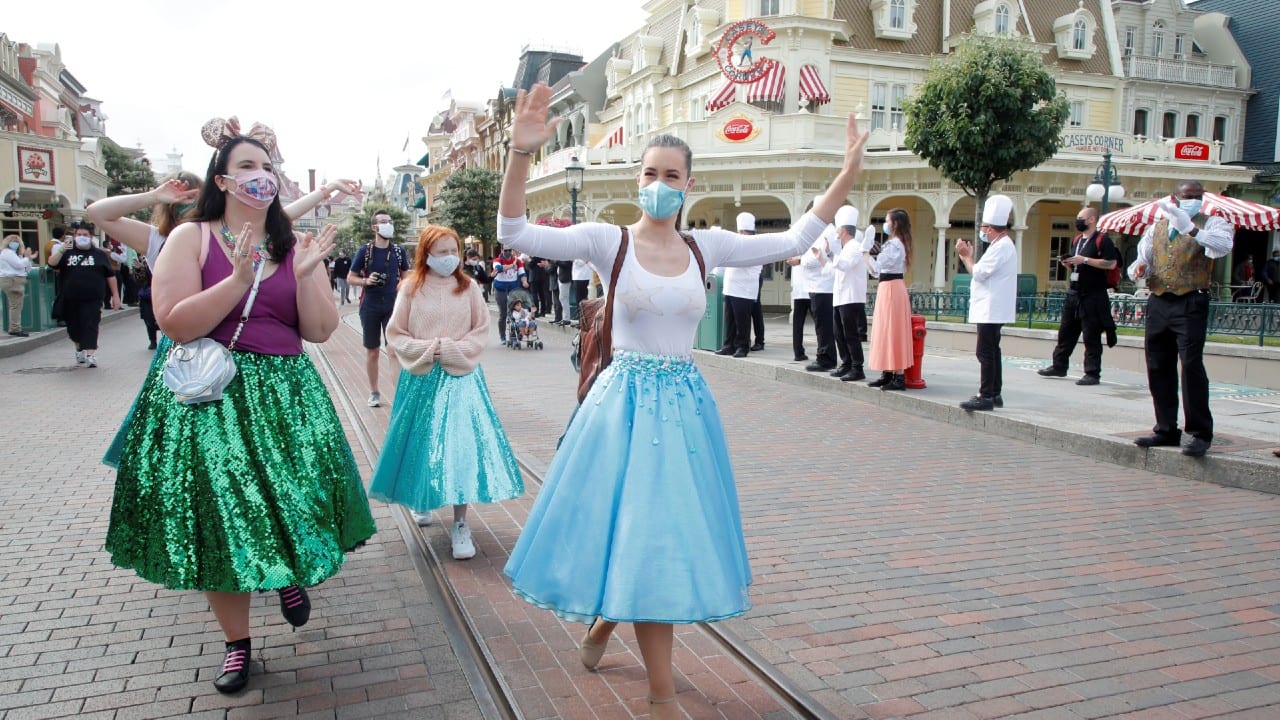 First visitors arrive at Disneyland Paris as the theme park reopens its doors to the public in Marne-la-Vallee, July 15. (Image: Reuters)
