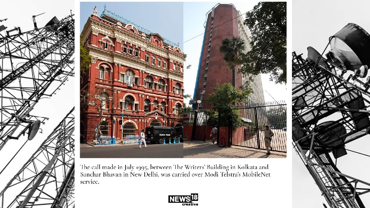 The call made in July 1995, between The Writers’ Building in Kolkata and Sanchar Bhavan in New Delhi, was carried over Modi Telstra’s MobileNet service. (Image: News18 Creative)