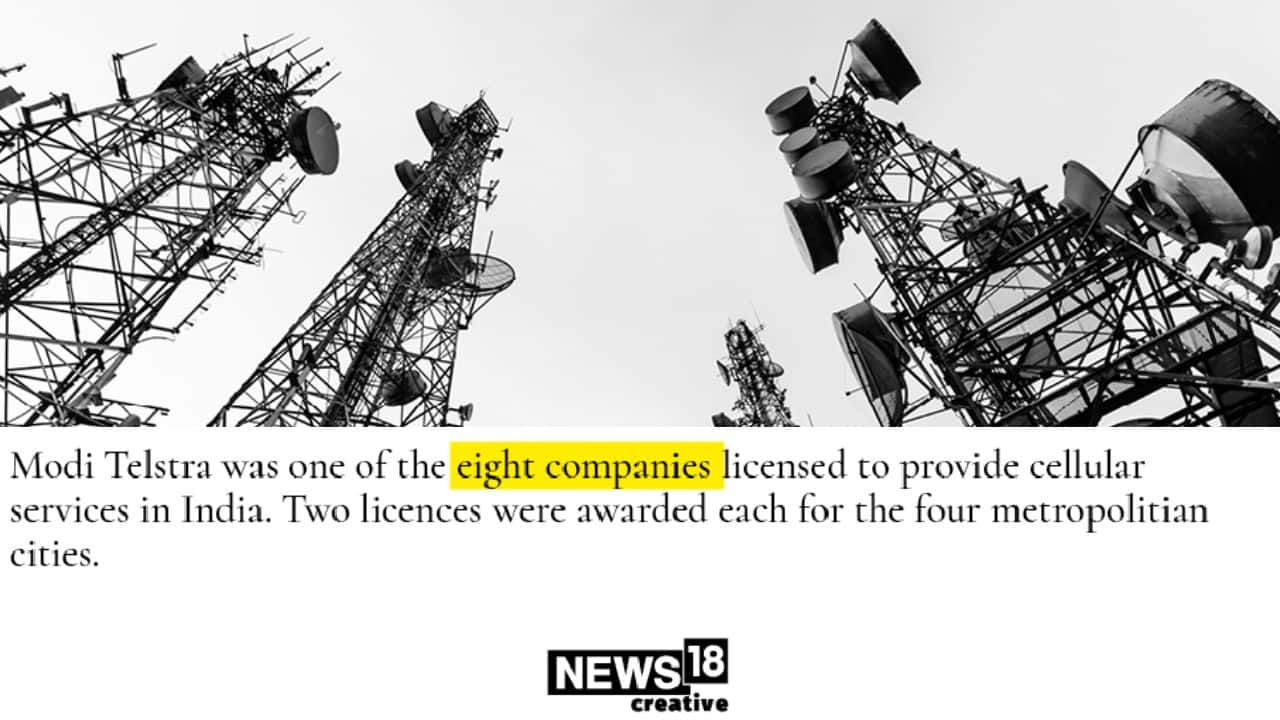 Modi Telstra was one of the eight companies licensed to provide cellular services in India. Two licenses were awarded each for the four metropolitan cities. (Image: News18 Creative)
