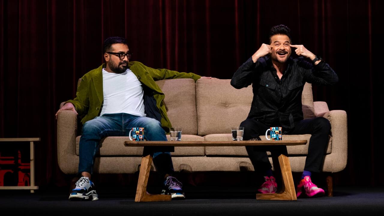 AK vs AK starring Anil Kapoor and Anurag Kashyap is a dark comedy. Image: Netflix AK vs AK starring Anil Kapoor and Anurag Kashyap is a dark comedy. Image: Netflix