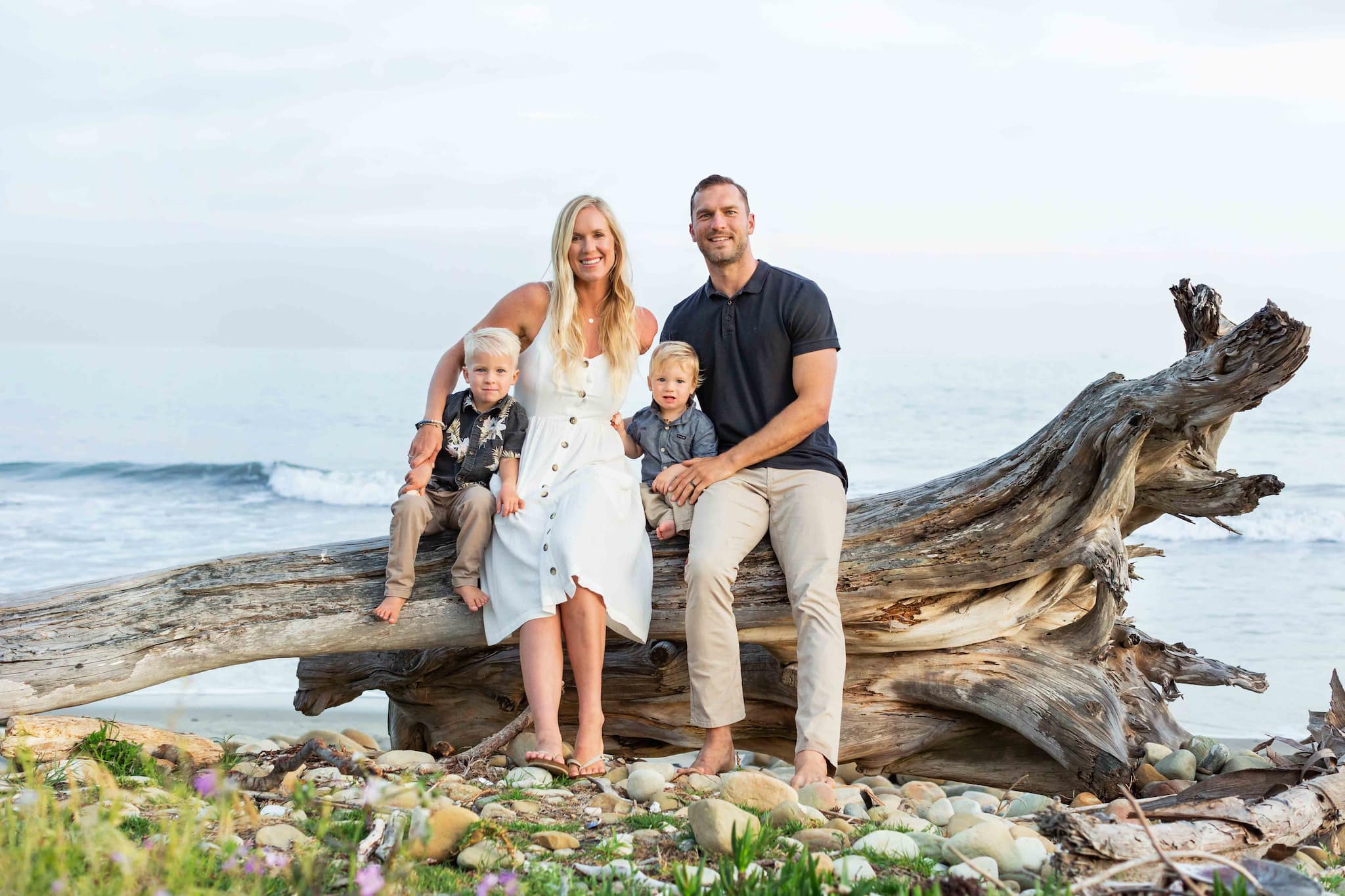 Bethany Hamilton with husband Adam Dirks and sons Tobias, 5, and Wesley, 2 (Photo: Rebecca Farmer).
