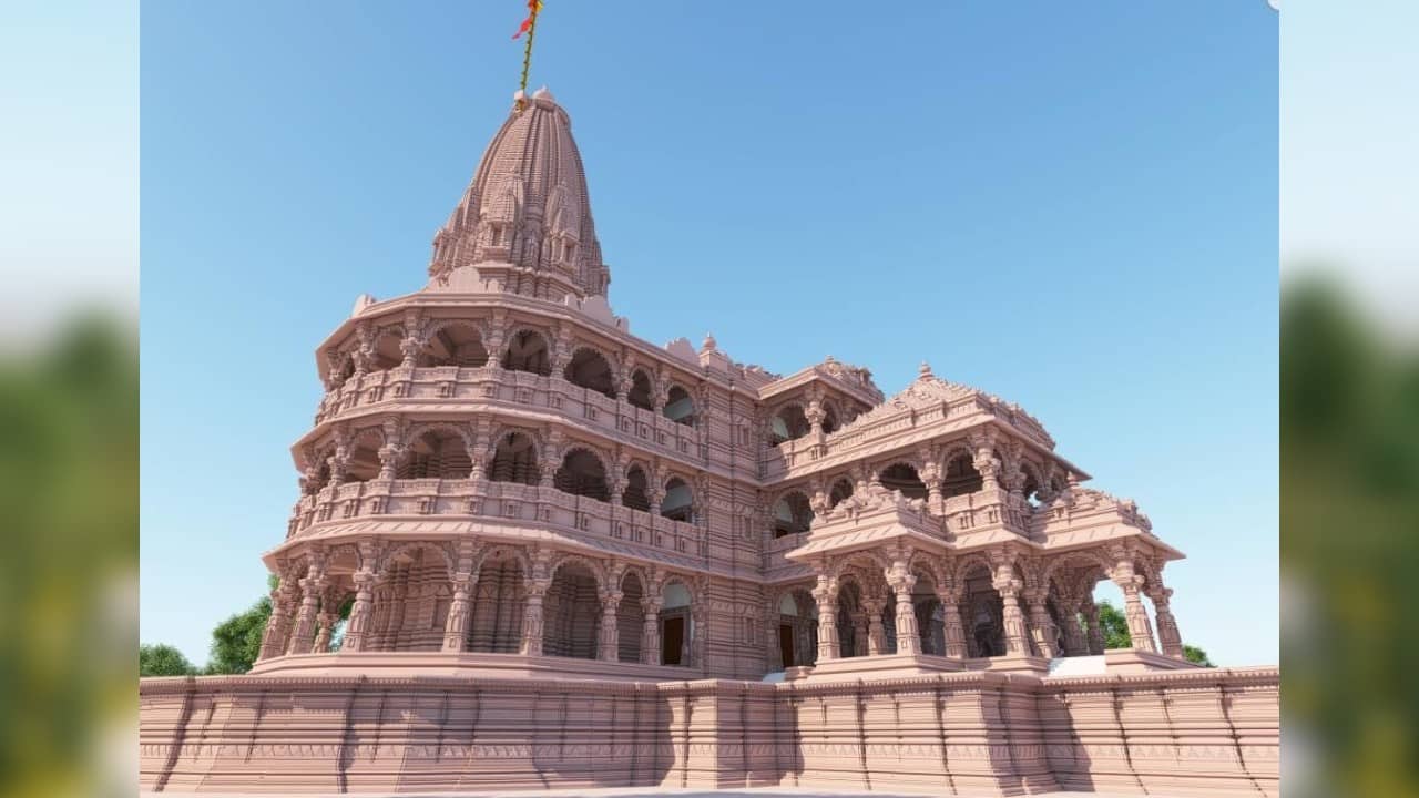 The proposed model of the Ram Temple, the foundation stone laying ceremony of which will be held in Ayodhya on August 5. (Image: Twitter @ShriRamTeerth)