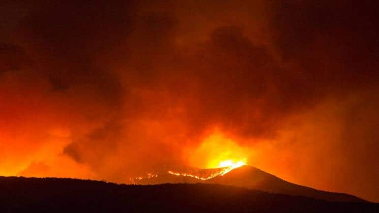A brush fire at the Apple Fire in Banning, California. The Apple Fire in Riverside County consumed more than 31 square miles (about 80 square kilometers) of dry brush and timber, according to the California Department of Forestry and Fire Protection. (Image courtesy: AP)