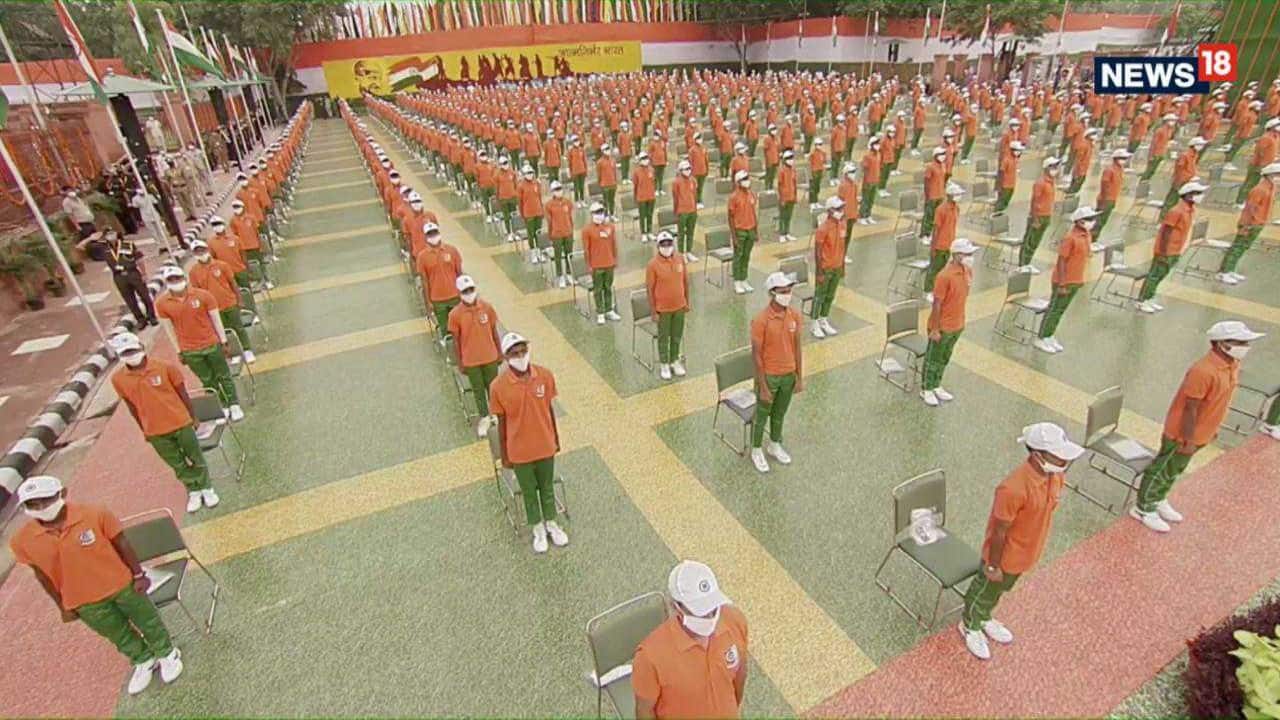 After the flag hoisting, PM Modi address the nation. He says, &quot;We're going through distinct times. I can't see young children in front of me today (at Red Fort). Corona has stopped everyone. In these times of COVID, Corona warriors have lived the mantra of 'Seva Parmo Dharma' and served the people of India. I express my gratitude to them&quot;. (Image: News18)