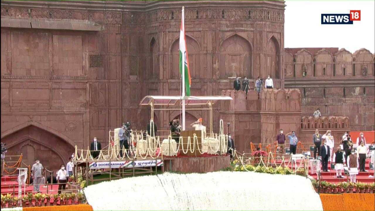The leader pays respect to the flag and sing the national anthem. (Image: News18)