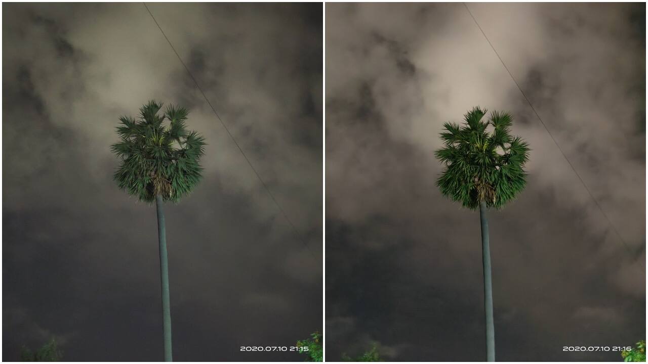 Normal Photo mode on the left vs Night mode on the right. Shot on Vivo X50 Pro. Normal Photo mode on the left vs Night mode on the right. Shot on Vivo X50 Pro.