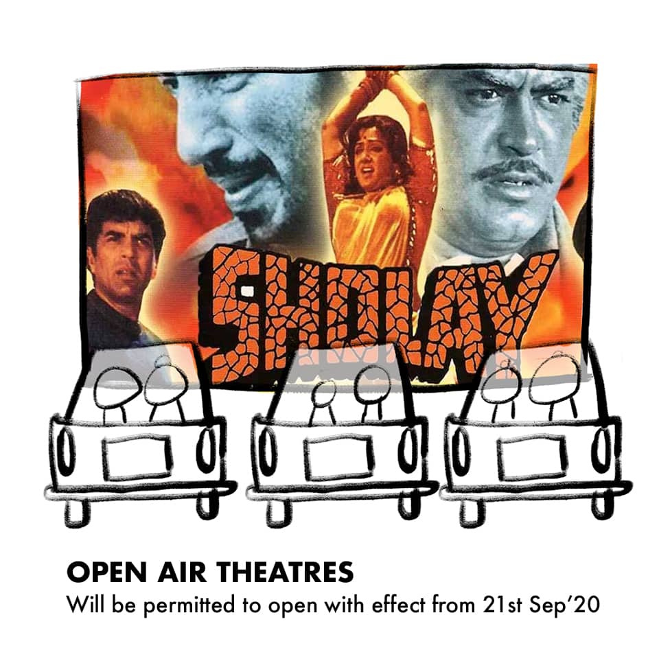 Open air theatres will be permitted to open with effect from September 21, 2020.
