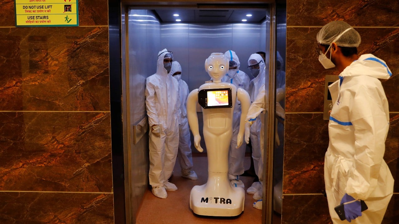 A hospital in India has deployed a robot named ‘Mitra’ to petrol its wards, connecting coronavirus patients with their friends and family. The pandemic has impacted the whole world. Those infected by the virus are forced to spend a long time away from their loved ones. But with the help of such customer-service robots patients can stay connected with others. (Image: Reuters)