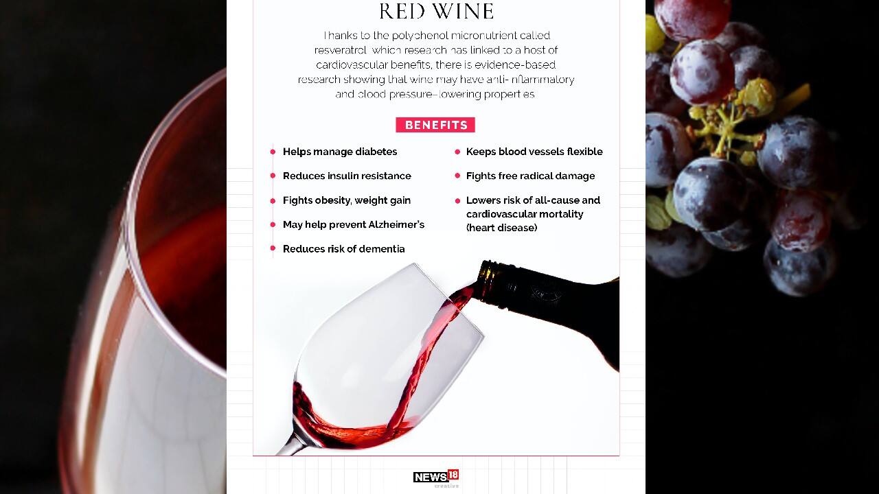 Red Wine | Thanks to the polyphenol micronutrient called resveratrol, which research has linked to a host of cardiovascular benefits, there is evidence-based research showing that wine may have anti-inflammatory and blood pressure-lowering properties. (Image: News18 Creative)