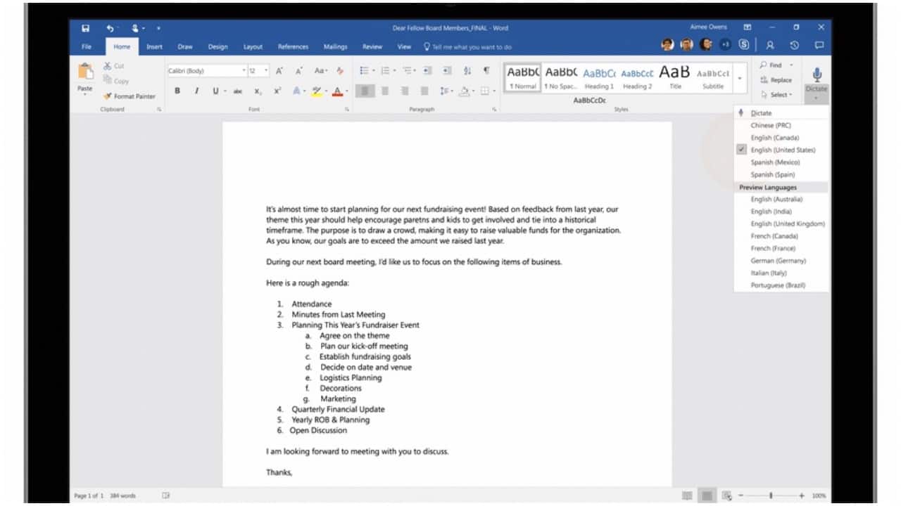 dictation in word on mac