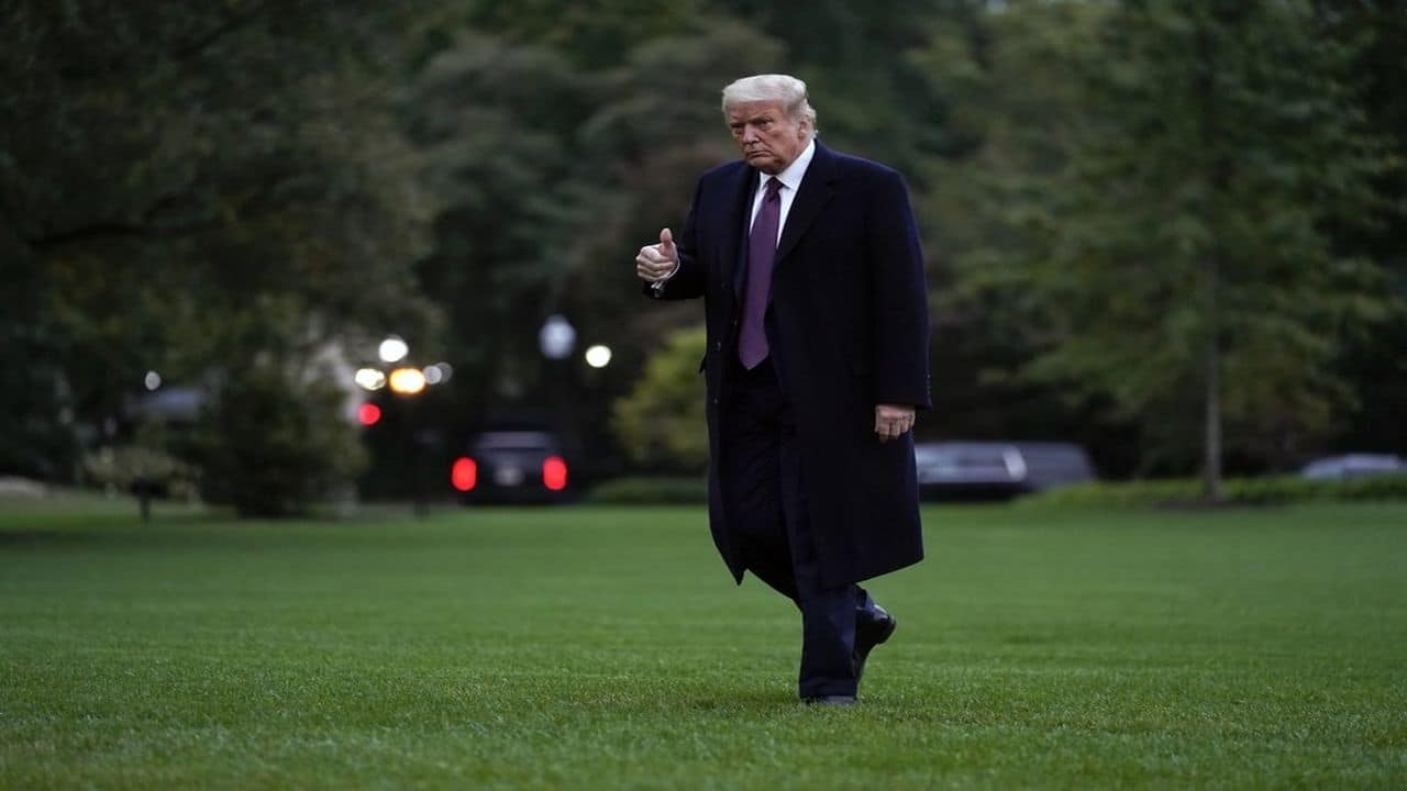 President Donald Trump walks from Marine One to the White House in Washington, Thursday, October 1, 2020, as he returns from Bedminster, N.J. (AP Photo)