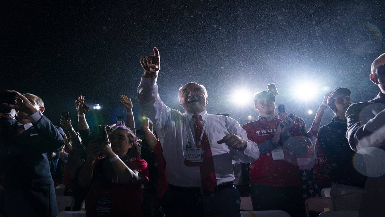 Supporters of President Donald Trump cheer as he arrives for a campaign rally at Harrisburg International Airport, Saturday, September 26, 2020, in Middletown, Pa. (AP Photo)