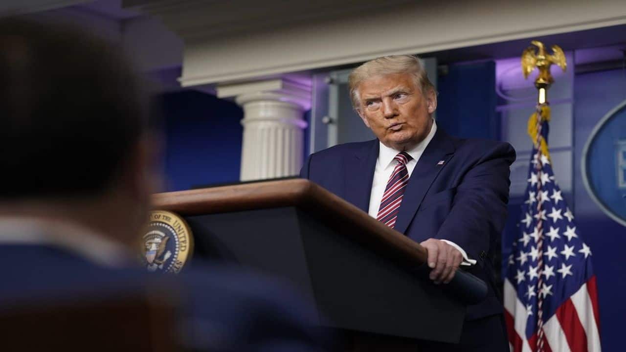 President Donald Trump pauses as he speaks during a news conference at the White House, Sunday, September 27, 2020, in Washington. (AP Photo)