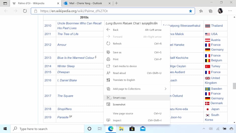 Smart copy makes it easier to select, copy and paste the exact content you want from the web and preserve the rich web format. You can now use your cursor to select any area or type of content. When you paste it will retain the formatting, including any images or links. It is a simple yet effective feature. 