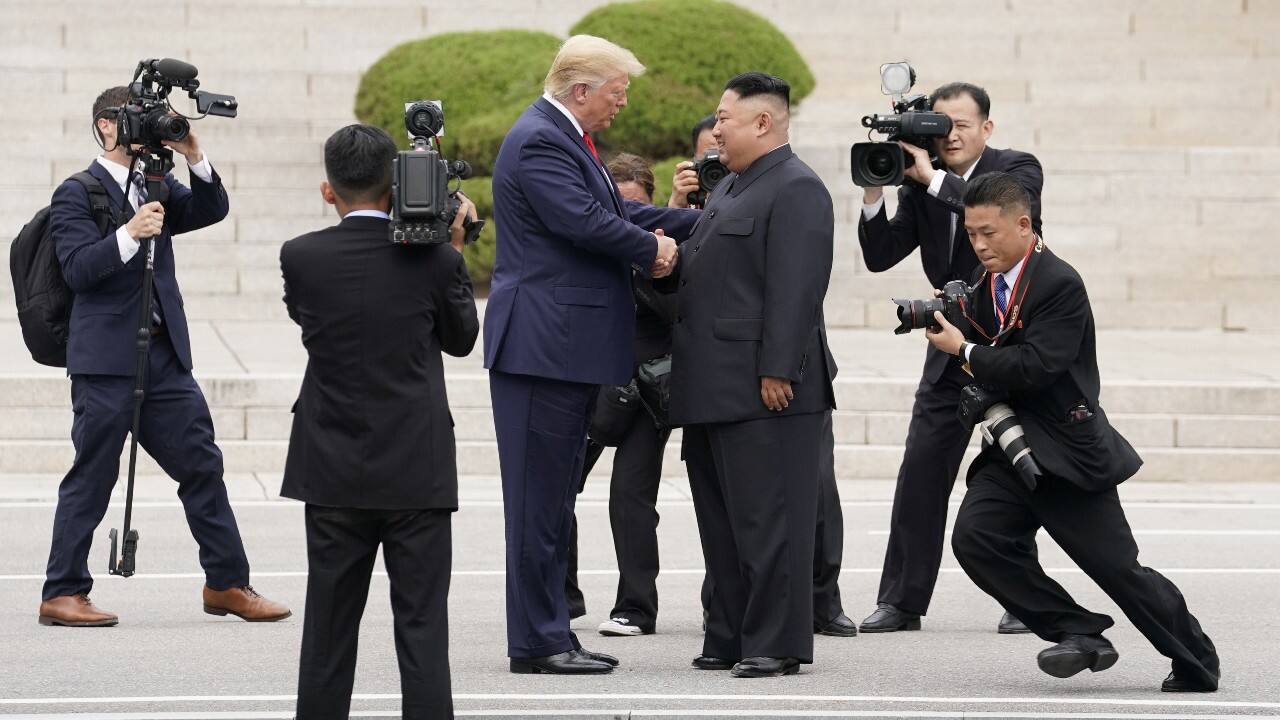 U.S. President Donald Trump meets with North Korean leader Kim Jong Un at the demilitarized zone separating the two Koreas, in Panmunjom, South Korea, June 30, 2019. (Image: Reuters) U.S. President Donald Trump meets with North Korean leader Kim Jong Un at the demilitarized zone separating the two Koreas, in Panmunjom, South Korea, June 30, 2019. (Image: Reuters)