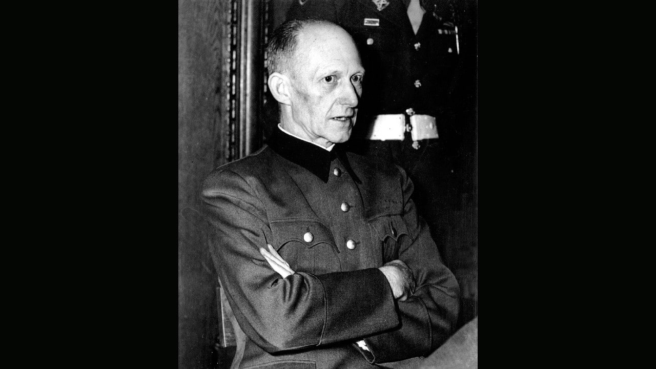 Defendant Alfred Jodl, former general and one of Adolf Hitler's close military advisers during World War II, is seen talking with his arms crossed on November 30, 1945. Jodl is at the proceedings at the Nuremberg War Crimes Trial in Nuremberg, Germany. (Image: AP) Defendant Alfred Jodl, former general and one of Adolf Hitler's close military advisers during World War II, is seen talking with his arms crossed on November 30, 1945. Jodl is at the proceedings at the Nuremberg War Crimes Trial in Nuremberg, Germany. (Image: AP)